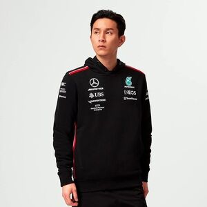 Mercedes AMG Petronas Black Logo Hoodie with Teal Accent